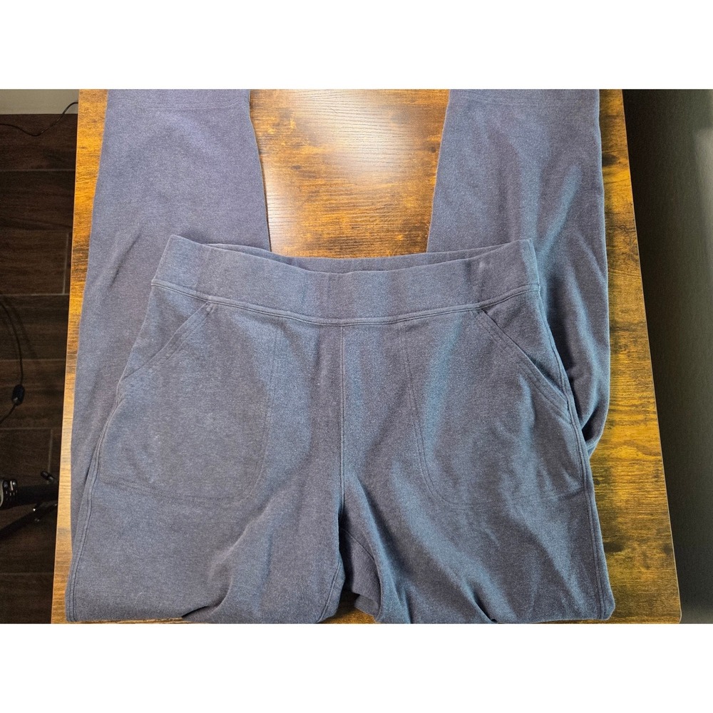 Duluth Trading Co Womens Blue Knit Straight Leg Pants Large x 31 Cotton Spandex